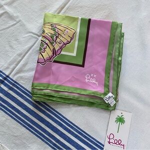 Vtg Lilly Pulitzer NWT 100% Silk Big Winnie Butterfly Print Scarf in Limemade